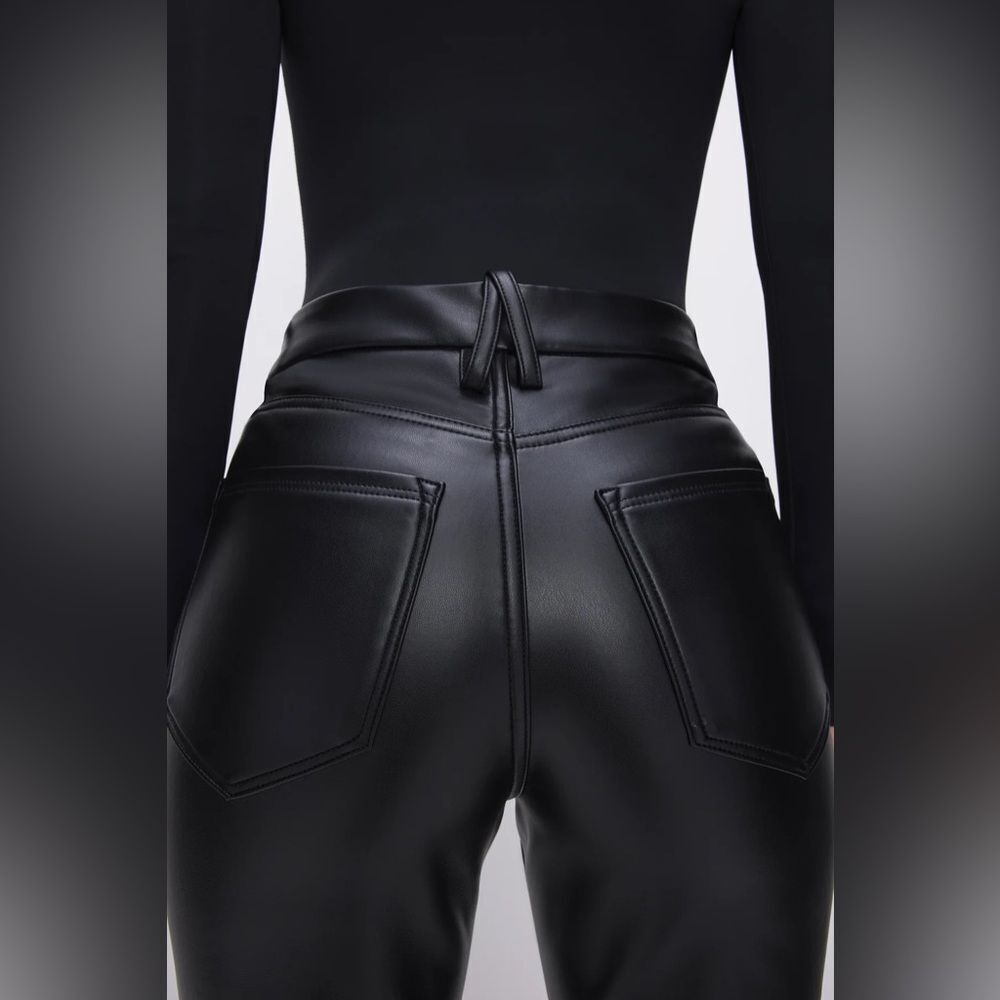 NEW Good American Icon Faux Leather Pants in Black Size 16 - Picture 10 of 12